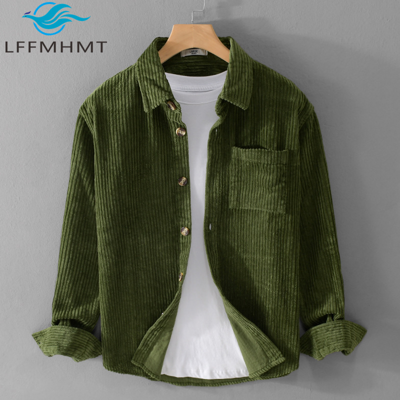 Corduroy Button Up Shirt Men - 2026 New Men's Corduroy Shirt Long
