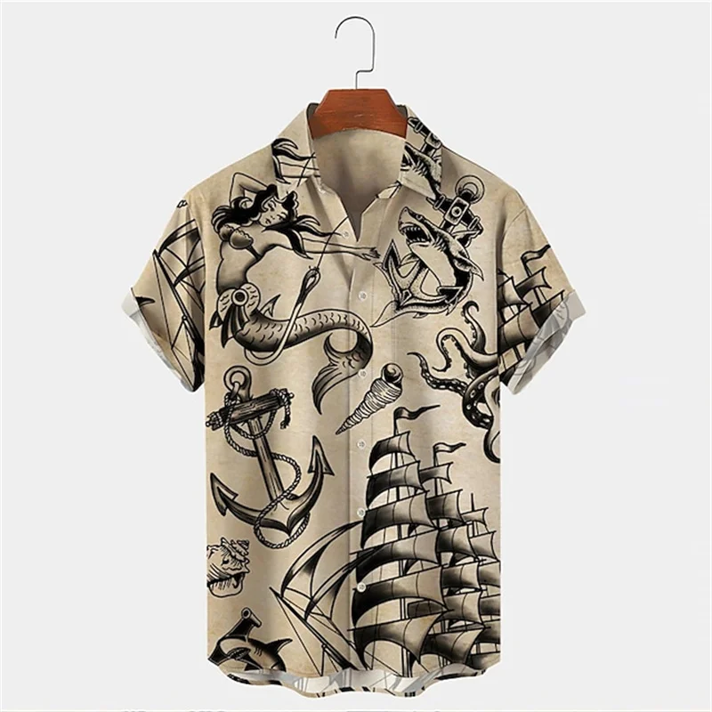 Vintage Hawaiian Floral Shirt - Men Summer Lapel Short Sleeve Hawaiian