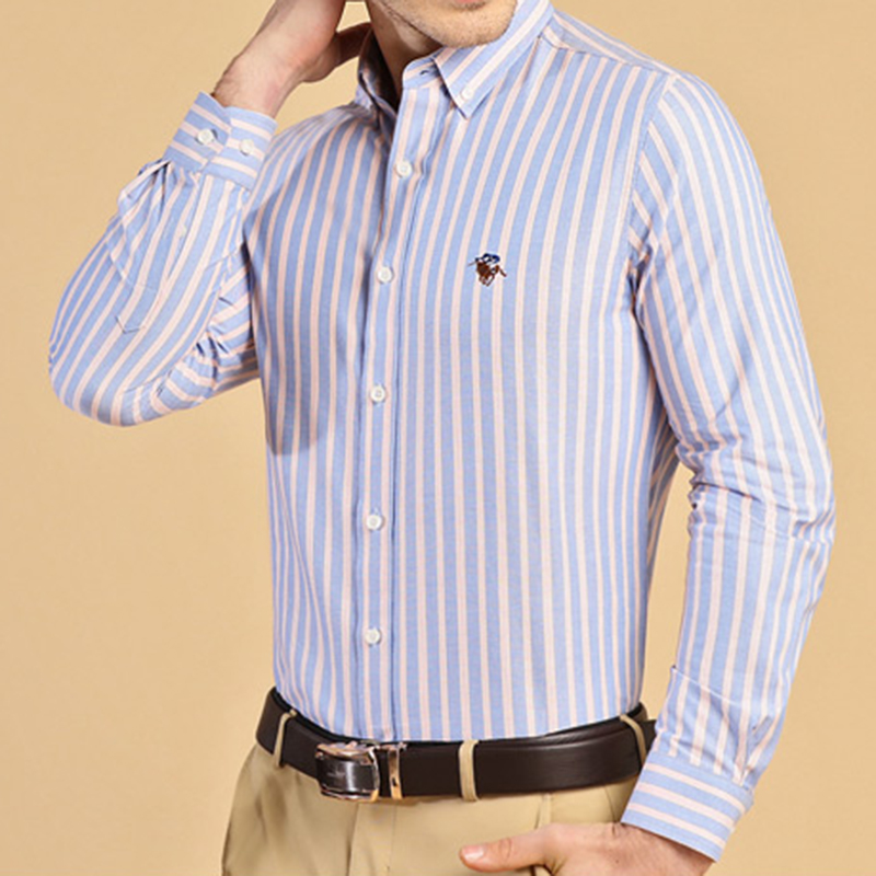 Oxford Cotton Casual Shirt Business - New 100% Cotton Smart Casual Long-Sleeve