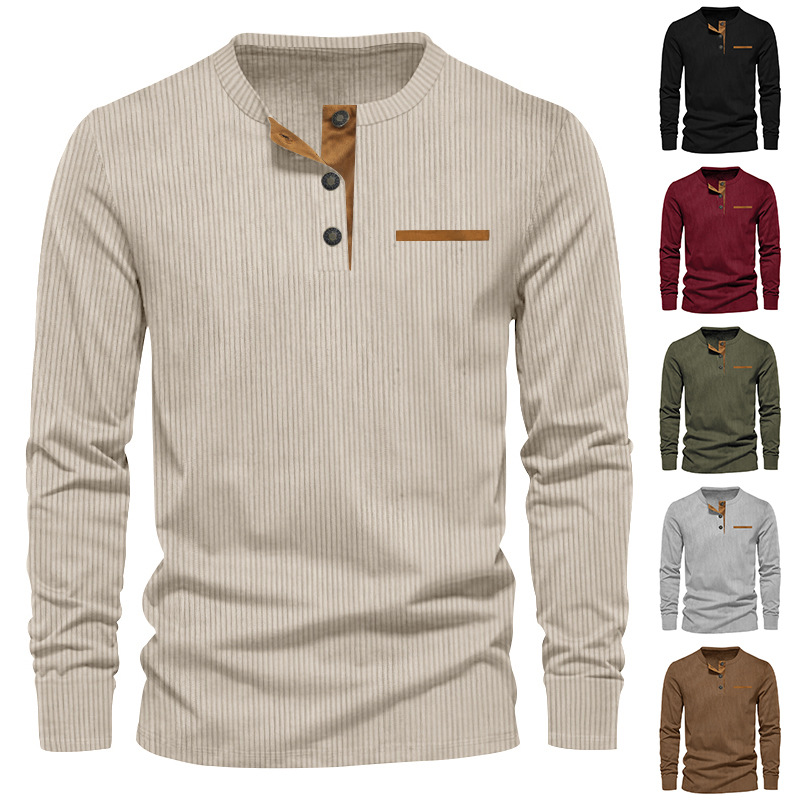 Corduroy Button Up Shirt Men - New Men's Long Sleeve T-shirt Spring