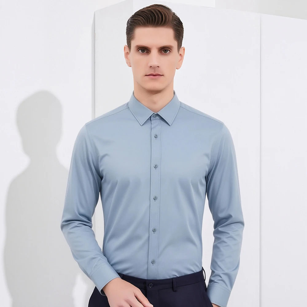 Breathable Bamboo Fiber Shirt Non Iron - Men's Business Non-Iron Shirt 4-Way Stretch