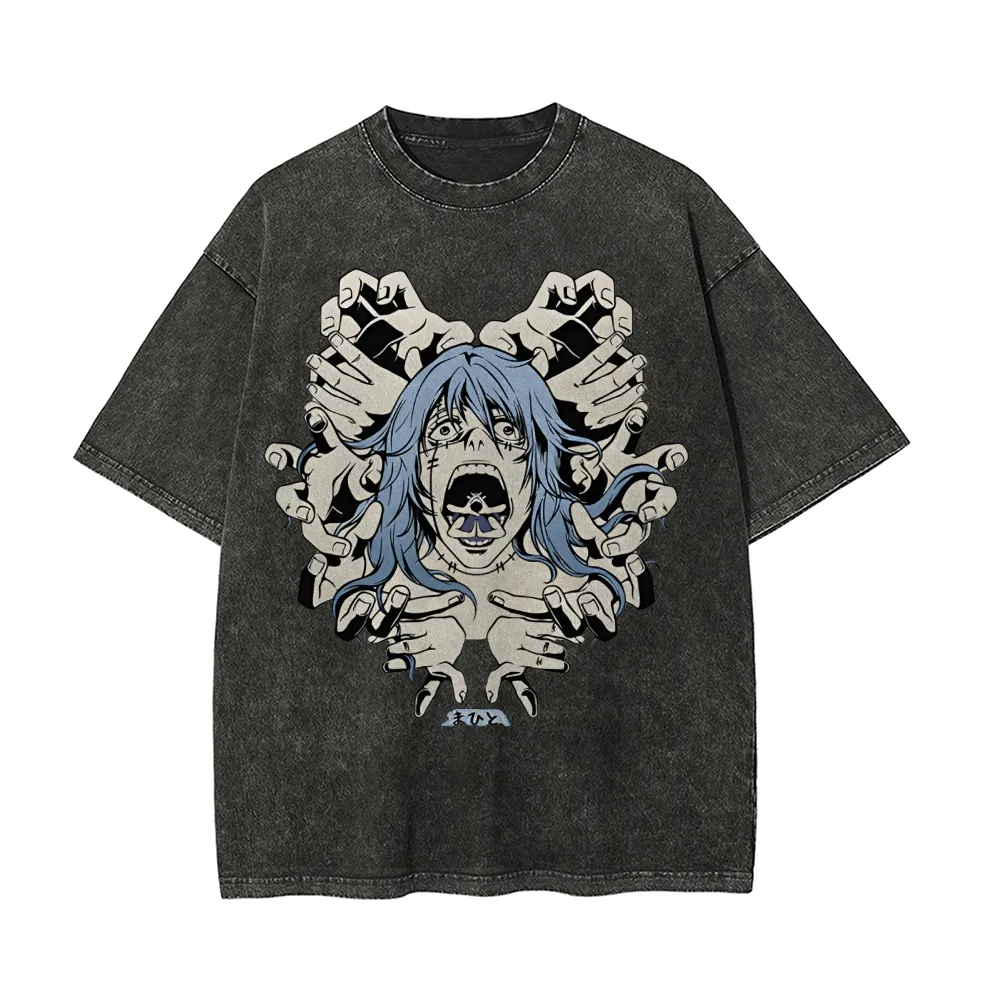 Acid Wash Vintage Graphic T Shirt - Mahito T Shirt Jujutsu Kaisen Men