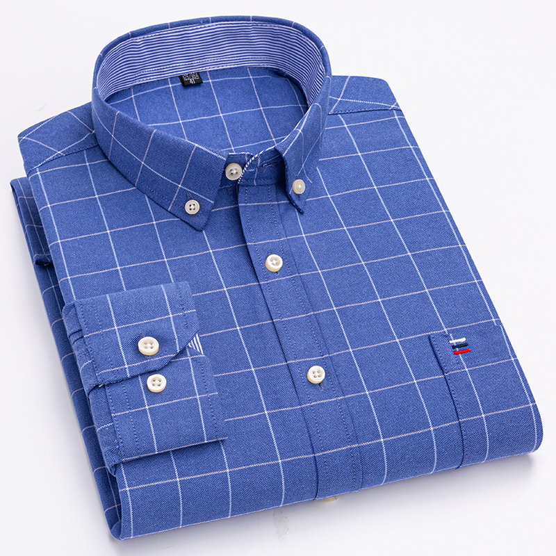 Oxford Cotton Casual Shirt Business - 100% Pure Cotton Oxford Men Striped