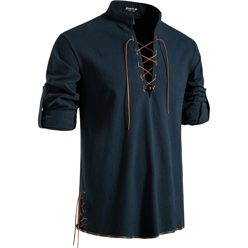 Medieval Gothic Lace Up Pirate Shirt - Mens Pirate Shirt Viking Retro Renaissance