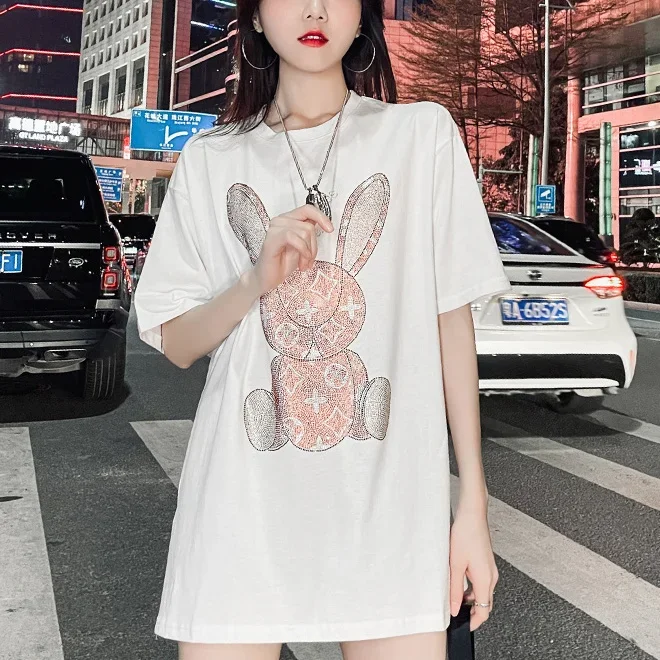 T-Shirts - Women's Summer Casual T-Shirt: Diamond Cartoon