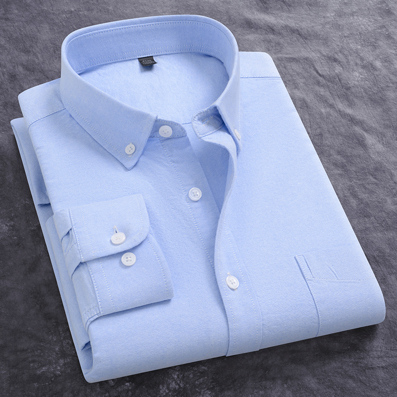 Oxford Cotton Casual Shirt Business - Spring New Men Oxford Shirt Long