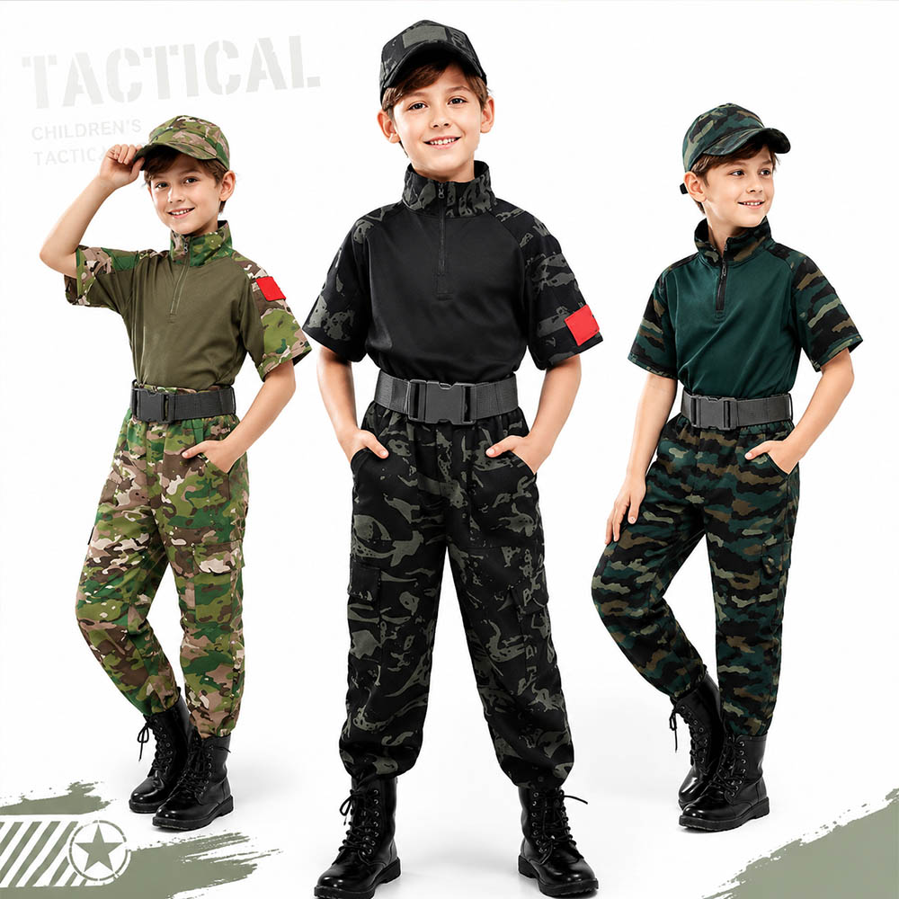 Tactical Military Shirt Cargo - Kids Camouflage Tactical Frog Suit Short
