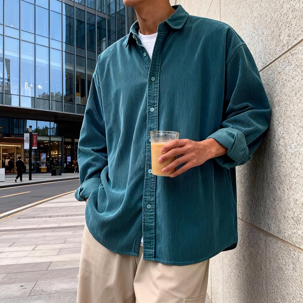 Corduroy Button Up Shirt Men - New Men's Corduroy Shirt Relaxed Fit
