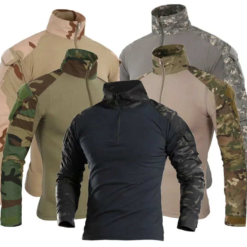 Tactical Military Shirt Cargo - Combat Shirts Camo Cargo Sport Tops
