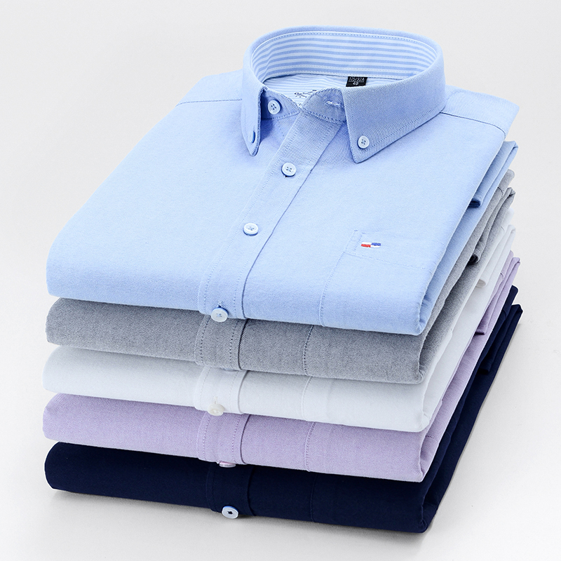Oxford Cotton Casual Shirt Business - 100% Pure Cotton Oxford Men Solid