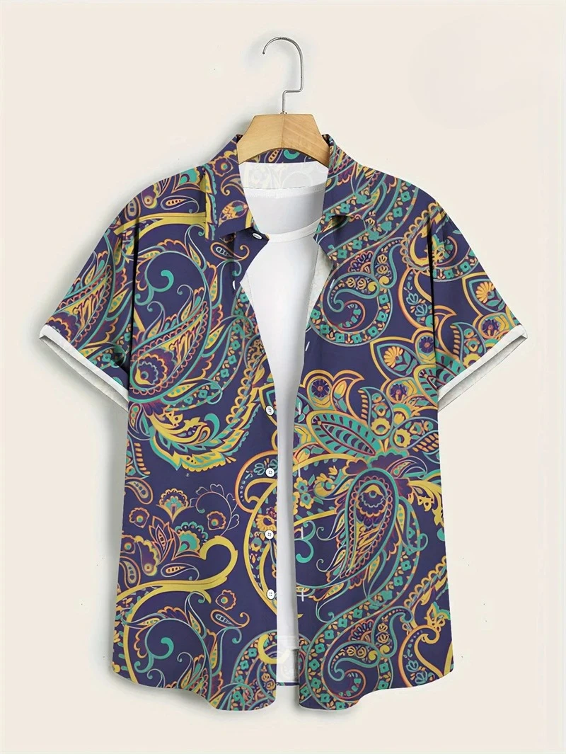 Vintage Hawaiian Floral Shirt - Purple Base Colorful Paisley Hawaiian Shirt