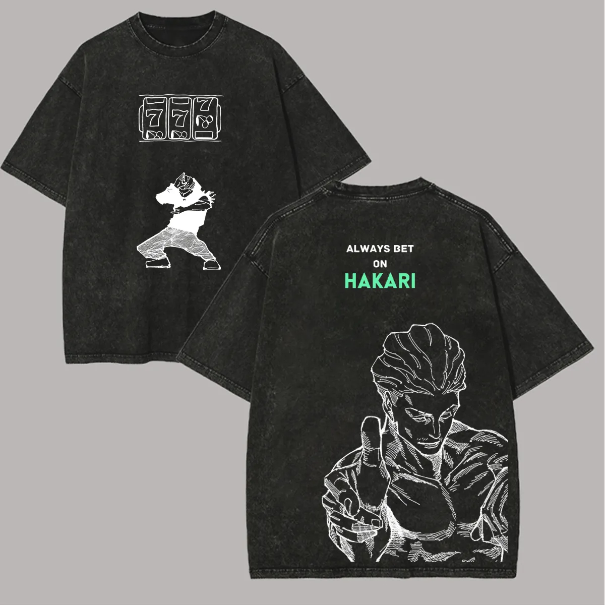 Acid Wash Vintage Graphic T Shirt - Jujutsu Kaisen Hakari T Shirt Always