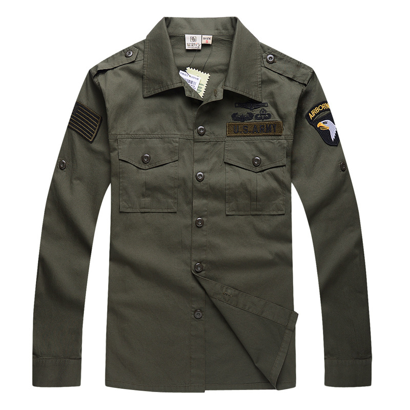 Tactical Military Shirt Cargo - Men's Cotton Military Enthusiast Long Sleeved