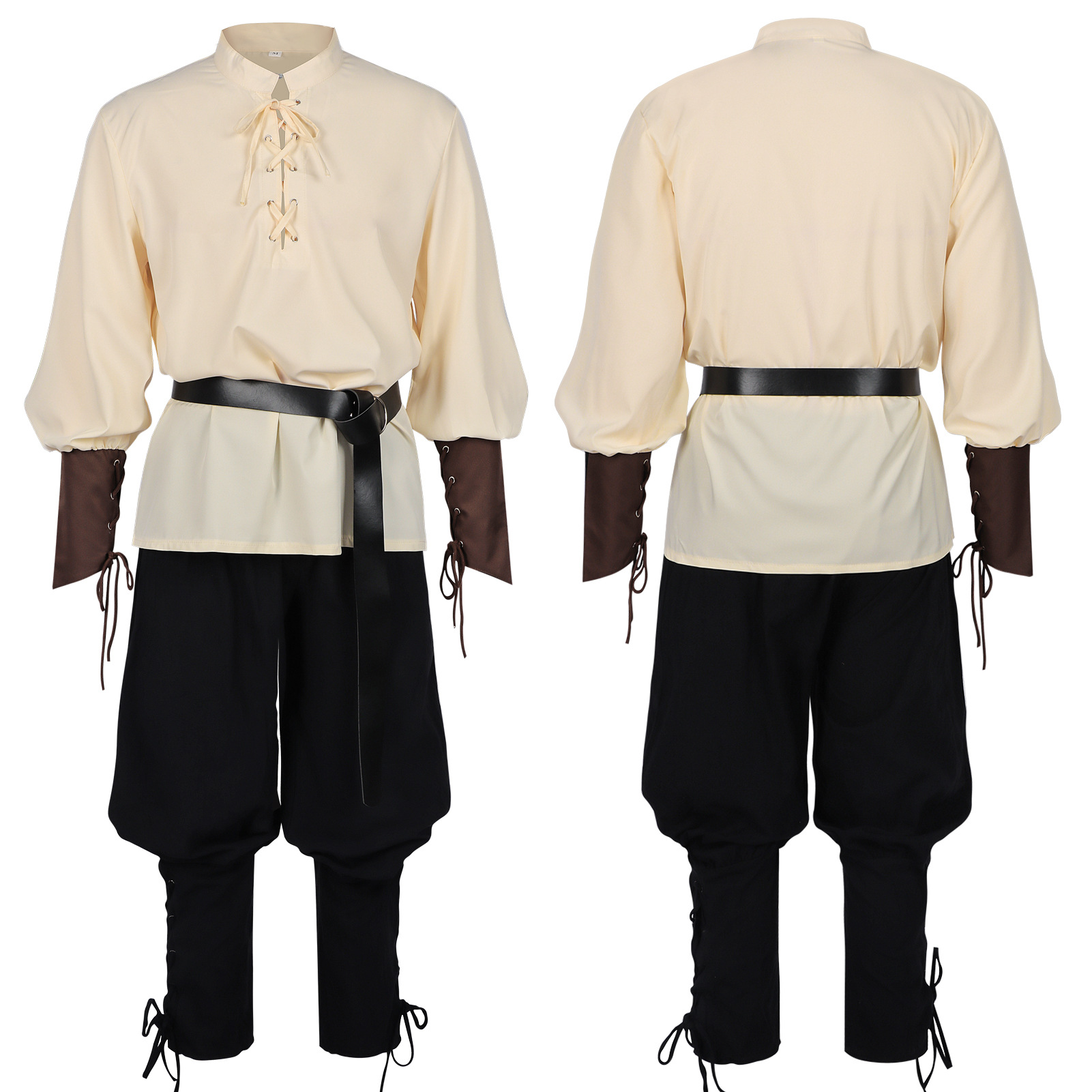 Medieval Gothic Lace Up Pirate Shirt - Men's Medieval Renaissance LARP Shirt with