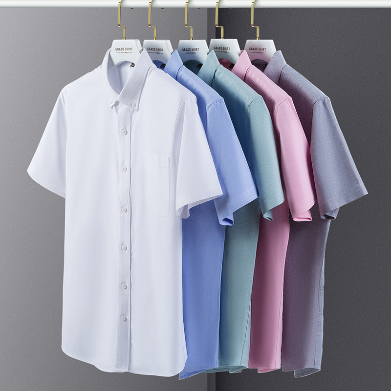 Oxford Cotton Casual Shirt Business - Summer High Quality 100% Cotton Men