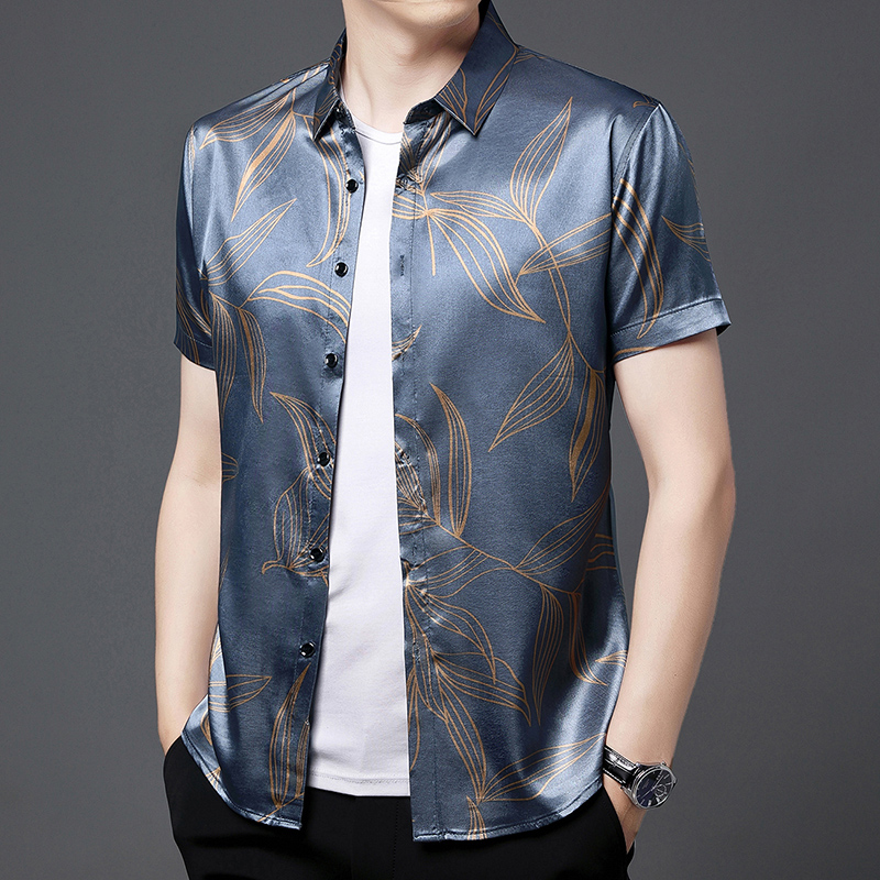 Mens Satin Silk Dress Shirt - Summer 2022 Men's Silk Clothing Fashion