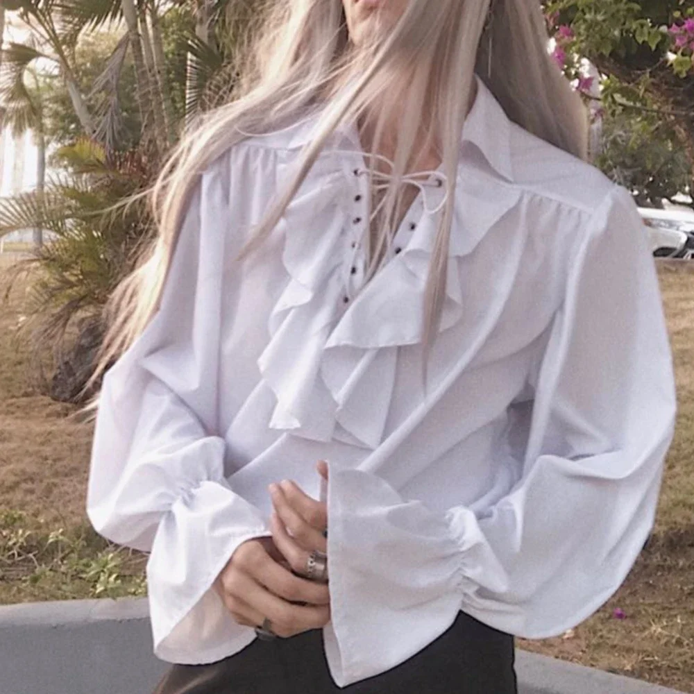 Medieval Gothic Lace Up Pirate Shirt - Men Pirate Shirt Vampire Prince Poet