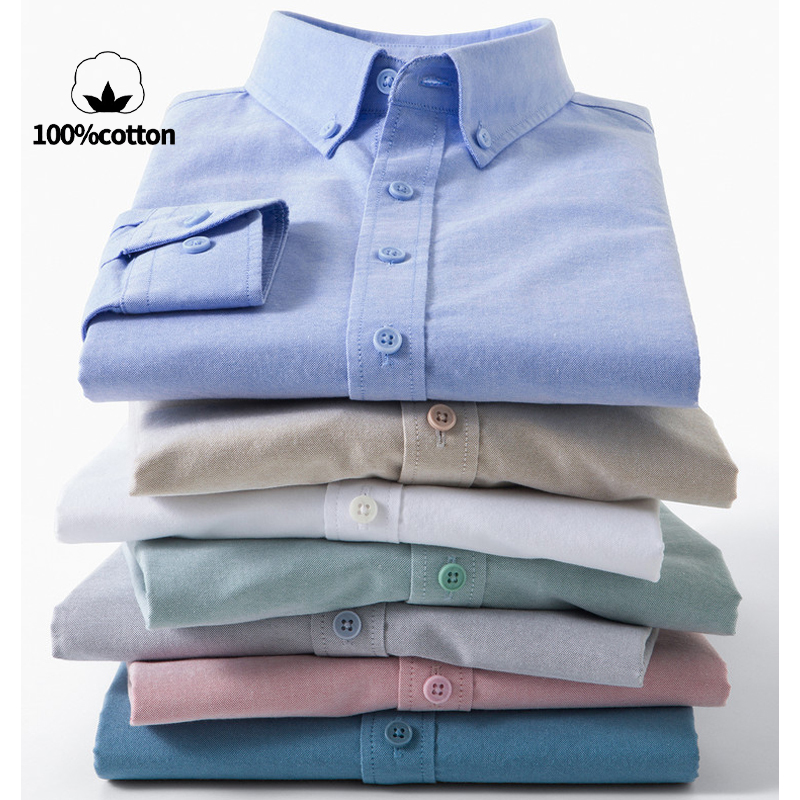 Mandarin Collar Formal Shirt Slim Fit - Men's 100% Cotton Oxford Shirt -