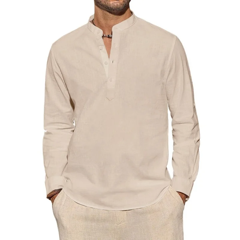 Mens Linen Shirt Long Sleeve - Men's Long Sleeve T-Shirts Casual Lightweight