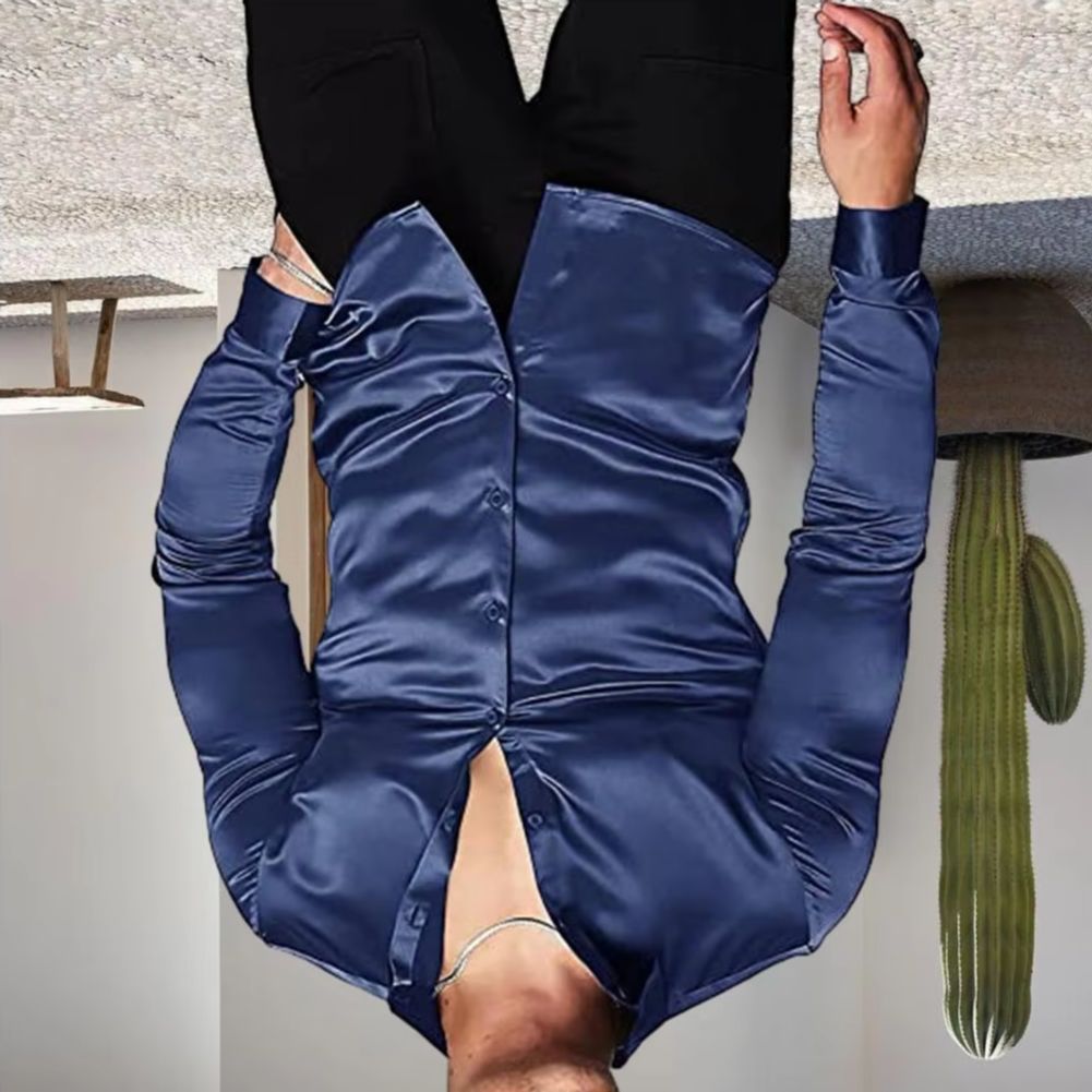 Mens Satin Silk Dress Shirt - Stylish Men Shiny Silk Like Satin