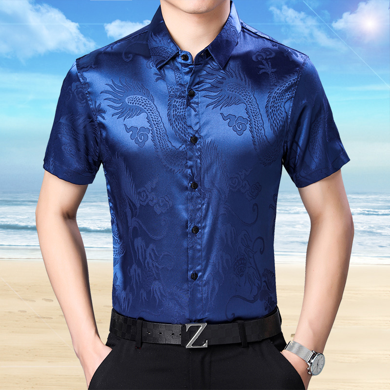 Mens Fashion Pattern Silk Shir - Mens Satin Silk Dress Shirt ulasan dan harga