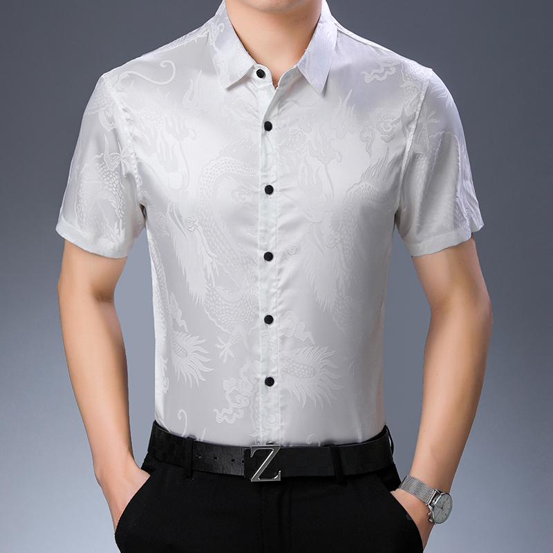 Mens Fashion Pattern Silk Shir - Mens Satin Silk Dress Shirt ulasan dan harga