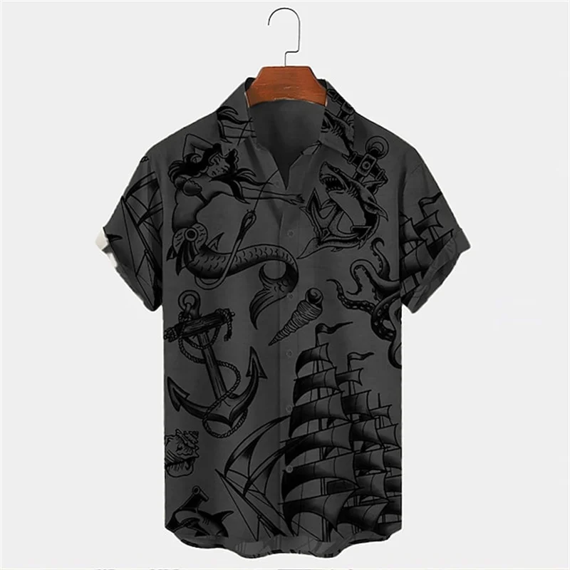 Men Summer Lapel Short Sleeve  - Vintage Hawaiian Floral Shirt ulasan dan harga