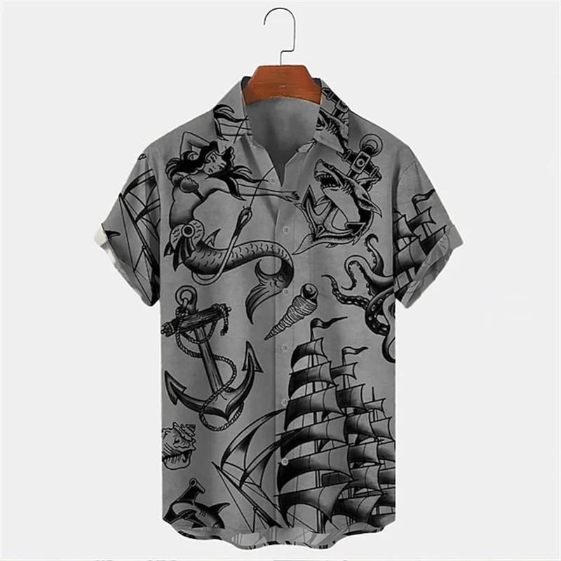 Men Summer Lapel Short Sleeve  - Vintage Hawaiian Floral Shirt ulasan dan harga