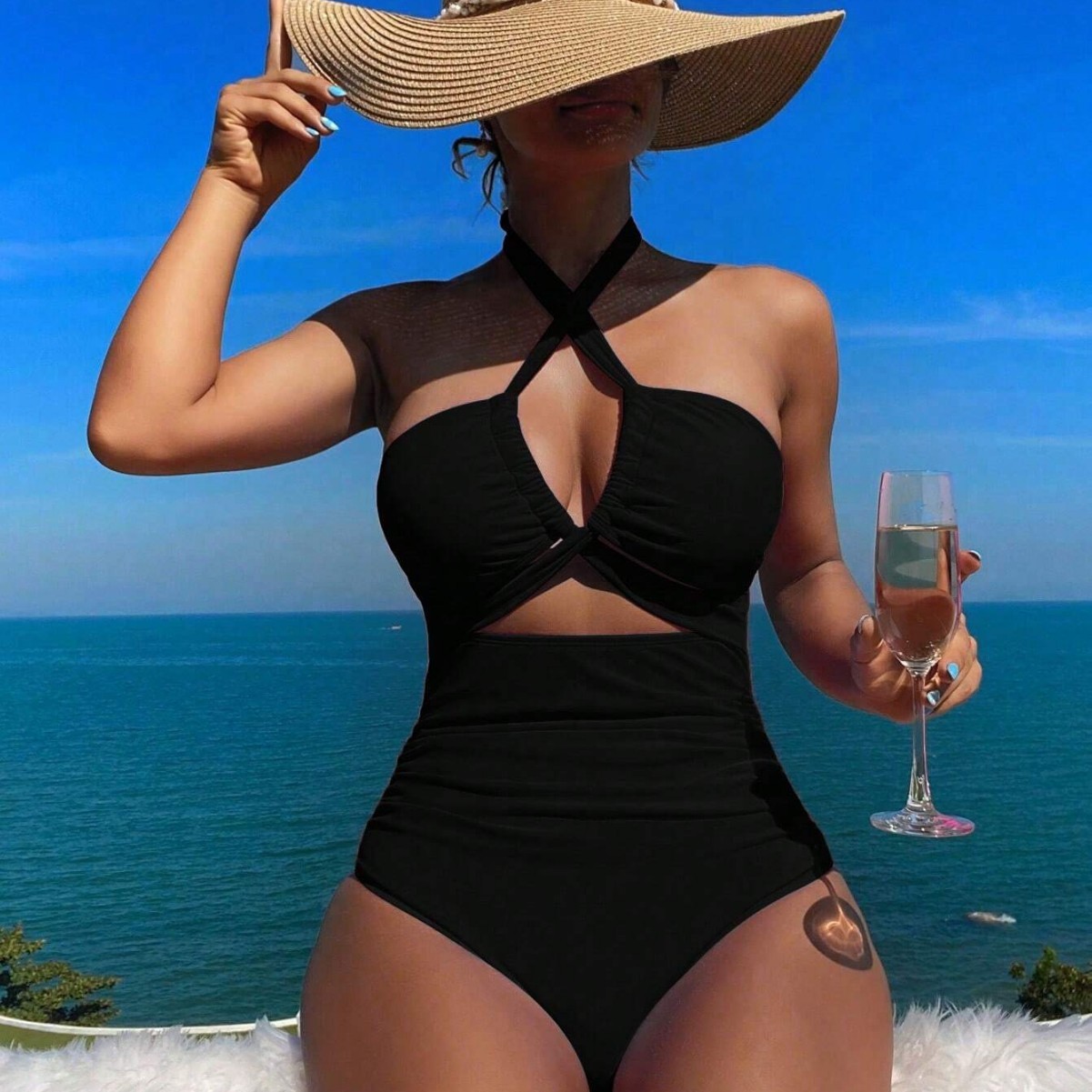Women Swimsuit Halter Neck Sol - Suits ulasan dan harga