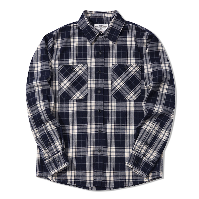 Autumn Winter Fashion Men's Cl - Flannel Plaid Shirt Heavy Weight ulasan dan harga