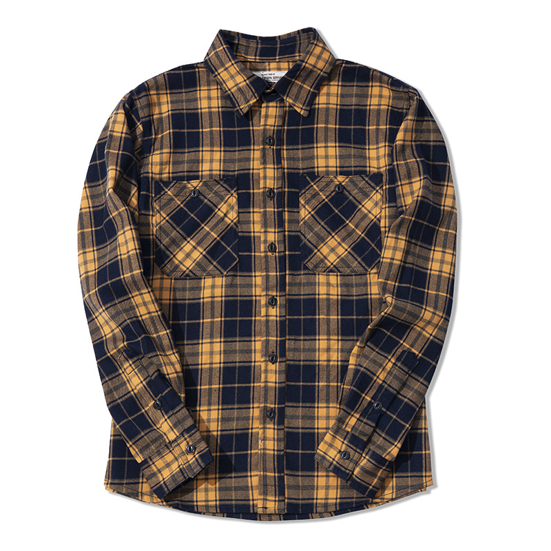 Autumn Winter Fashion Men's Cl - Flannel Plaid Shirt Heavy Weight ulasan dan harga