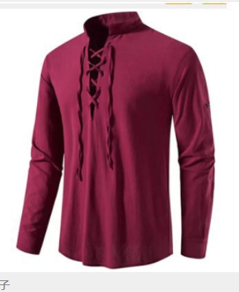 Mens Pirate Shirt Viking Retro - Medieval Gothic Lace Up Pirate Shirt ulasan dan harga