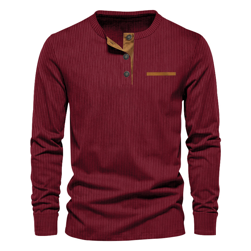 New Men's Long Sleeve T-shirt  - Corduroy Button Up Shirt Men ulasan dan harga