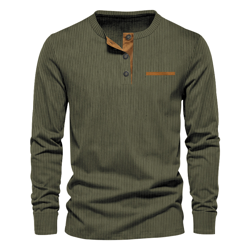 New Men's Long Sleeve T-shirt  - Corduroy Button Up Shirt Men ulasan dan harga