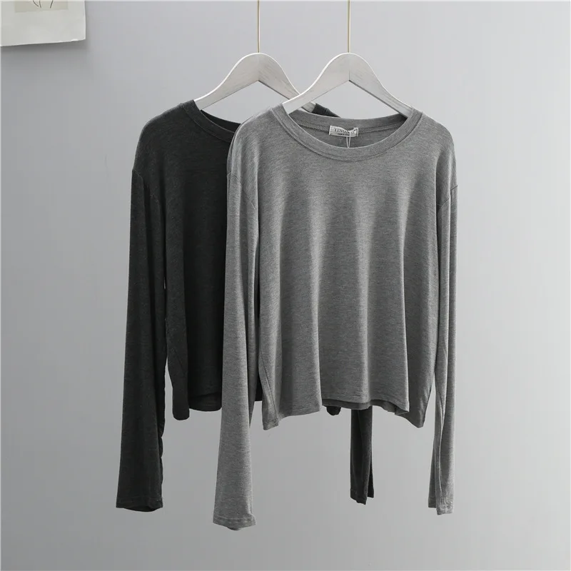 O Neck Cotton Blend Long Sleev - T-Shirts ulasan dan harga
