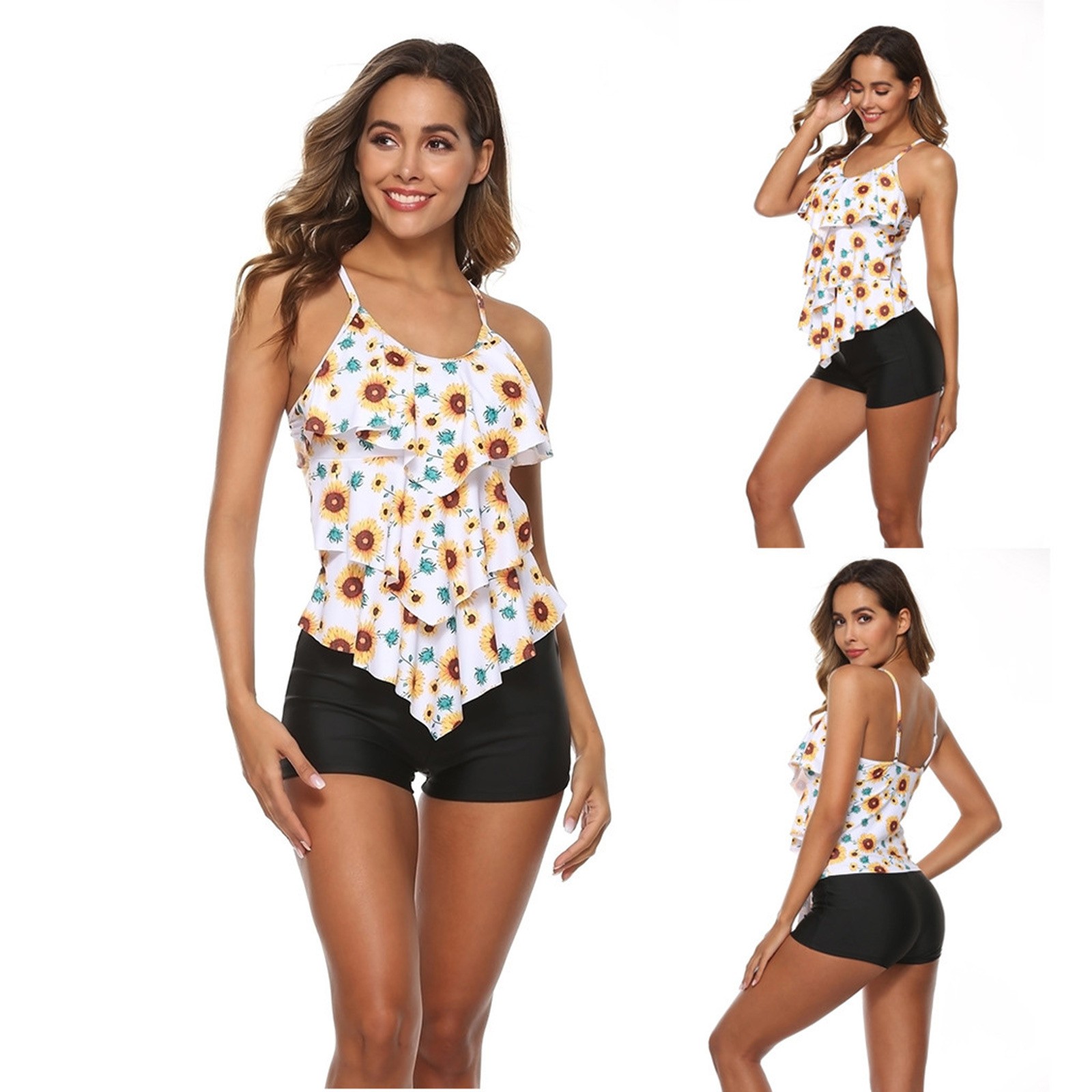 Woman Bikini Floral Print Tank - Shorts ulasan dan harga