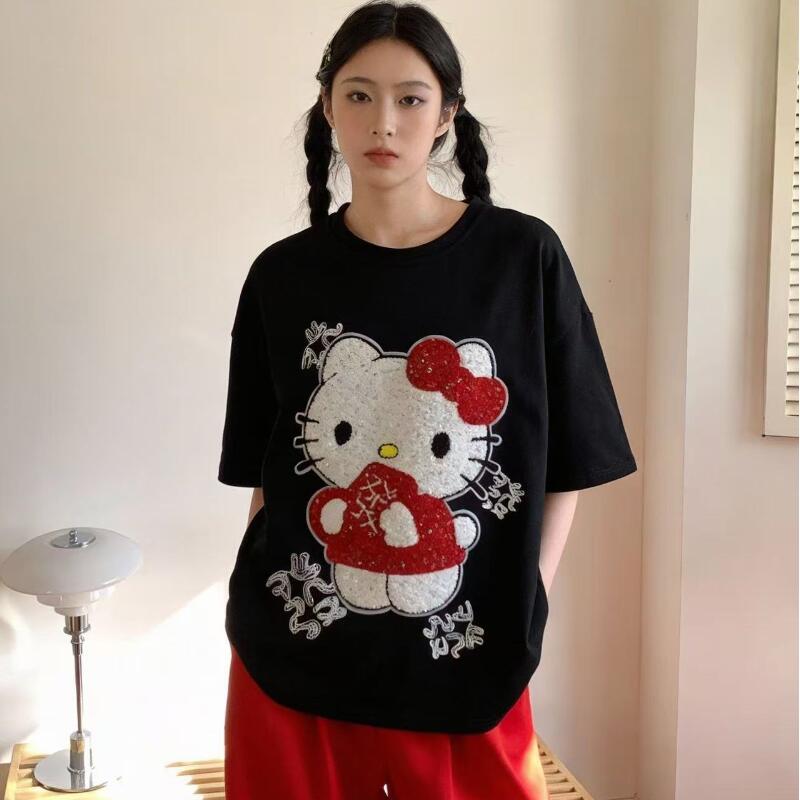 Cute Short-Sleeved Hello Kitty - T-Shirts ulasan dan harga
