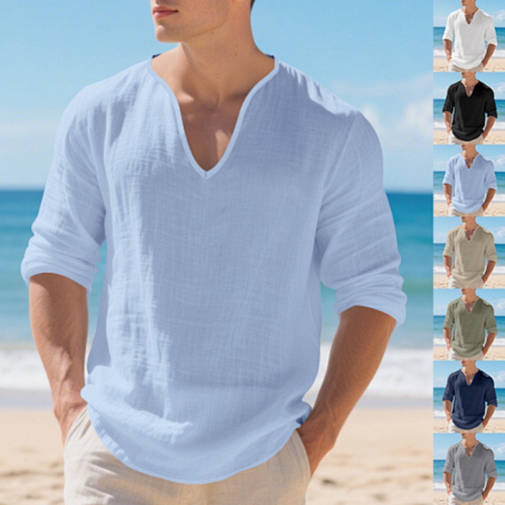 New American Men Loose Plus Si - Mens Linen Shirt Long Sleeve ulasan dan harga