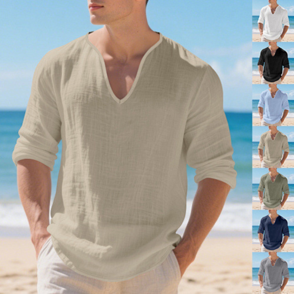 New American Men Loose Plus Si - Mens Linen Shirt Long Sleeve ulasan dan harga