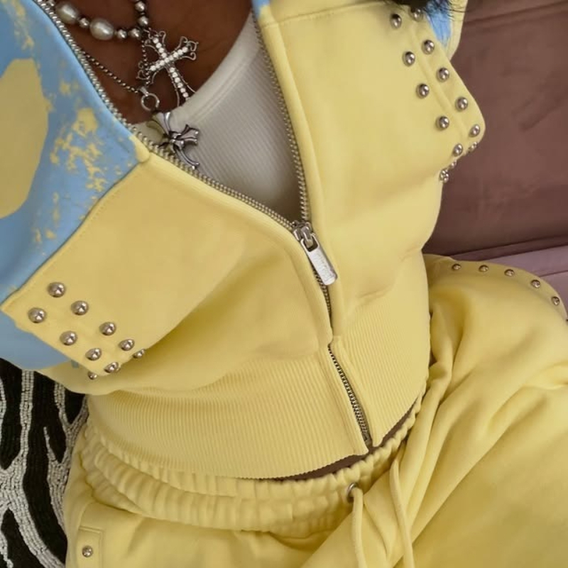2 Pcs Hoodie Co-ords Yellow Me - Shorts ulasan dan harga