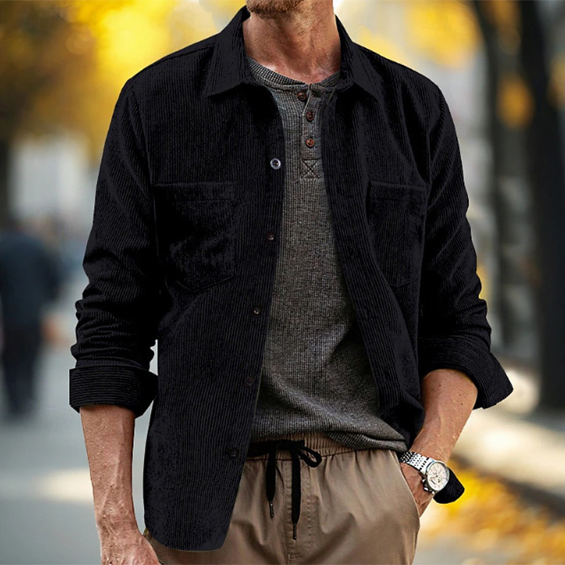Spring Fall Daily Leisure Mens - Corduroy Button Up Shirt Men ulasan dan harga