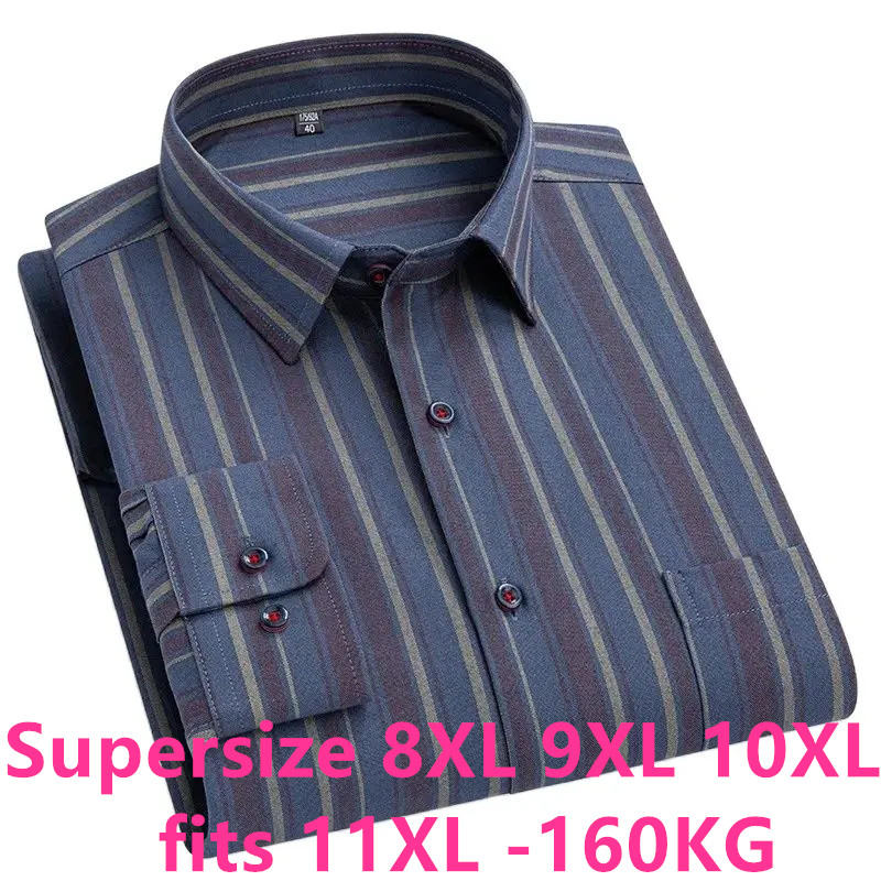 Big Size 11XL 10XL 9XL 8XL 100 - Oxford Cotton Casual Shirt Business ulasan dan harga