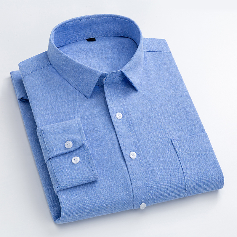 Navy Blue Oxford Shirt Men's L - Oxford Cotton Casual Shirt Business ulasan dan harga