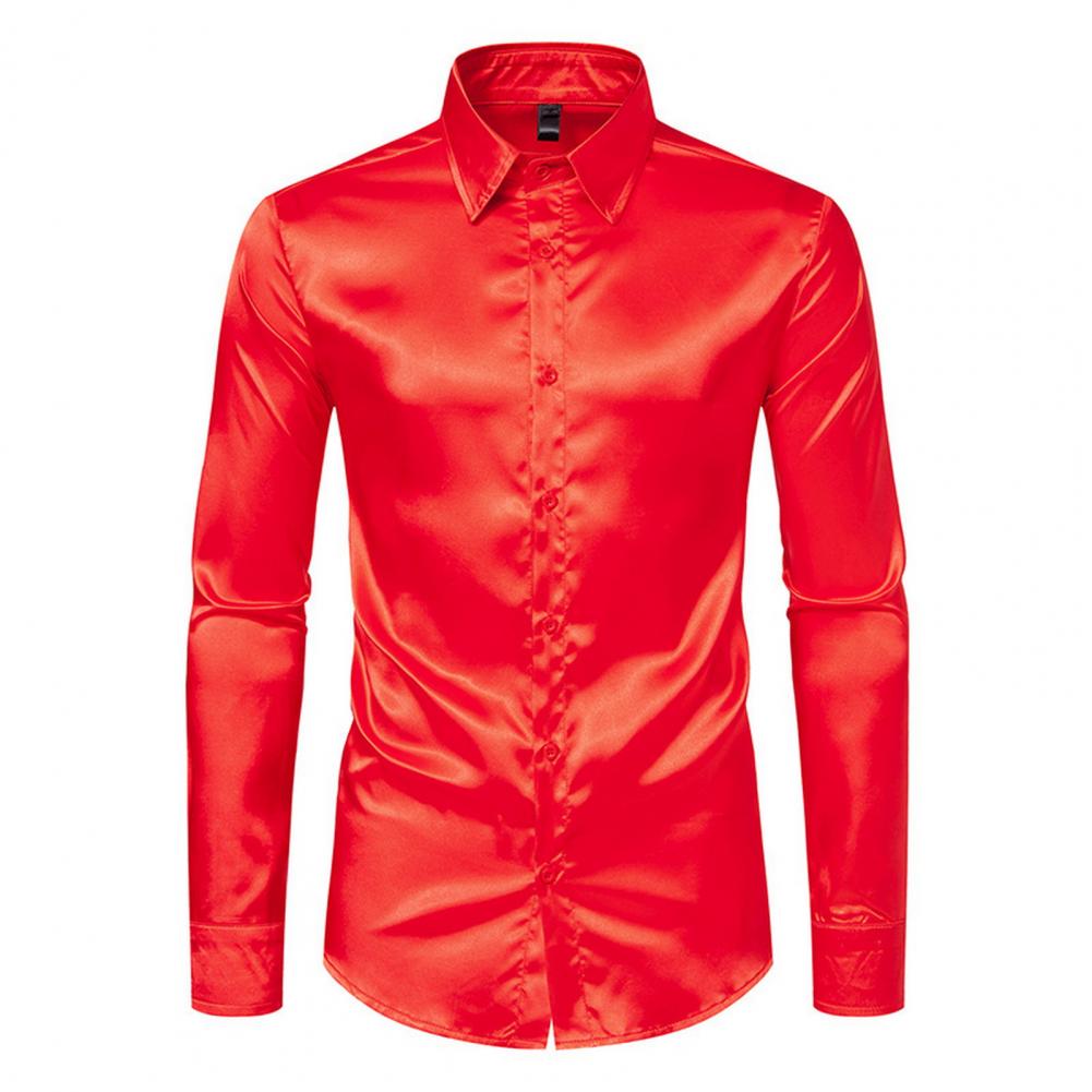 Blue Orange Red Yellow Satin S - Mens Satin Silk Dress Shirt ulasan dan harga