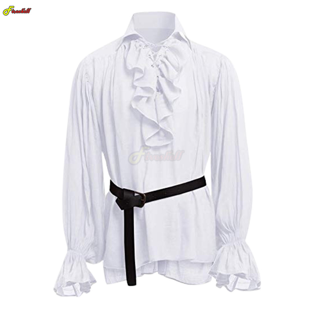 Mens Halloween Lace Up Pirate  - Medieval Gothic Lace Up Pirate Shirt ulasan dan harga