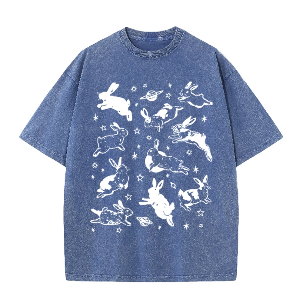 2026 Vintage Space Rabbit Plan - Acid Wash Vintage Graphic T Shirt ulasan dan harga