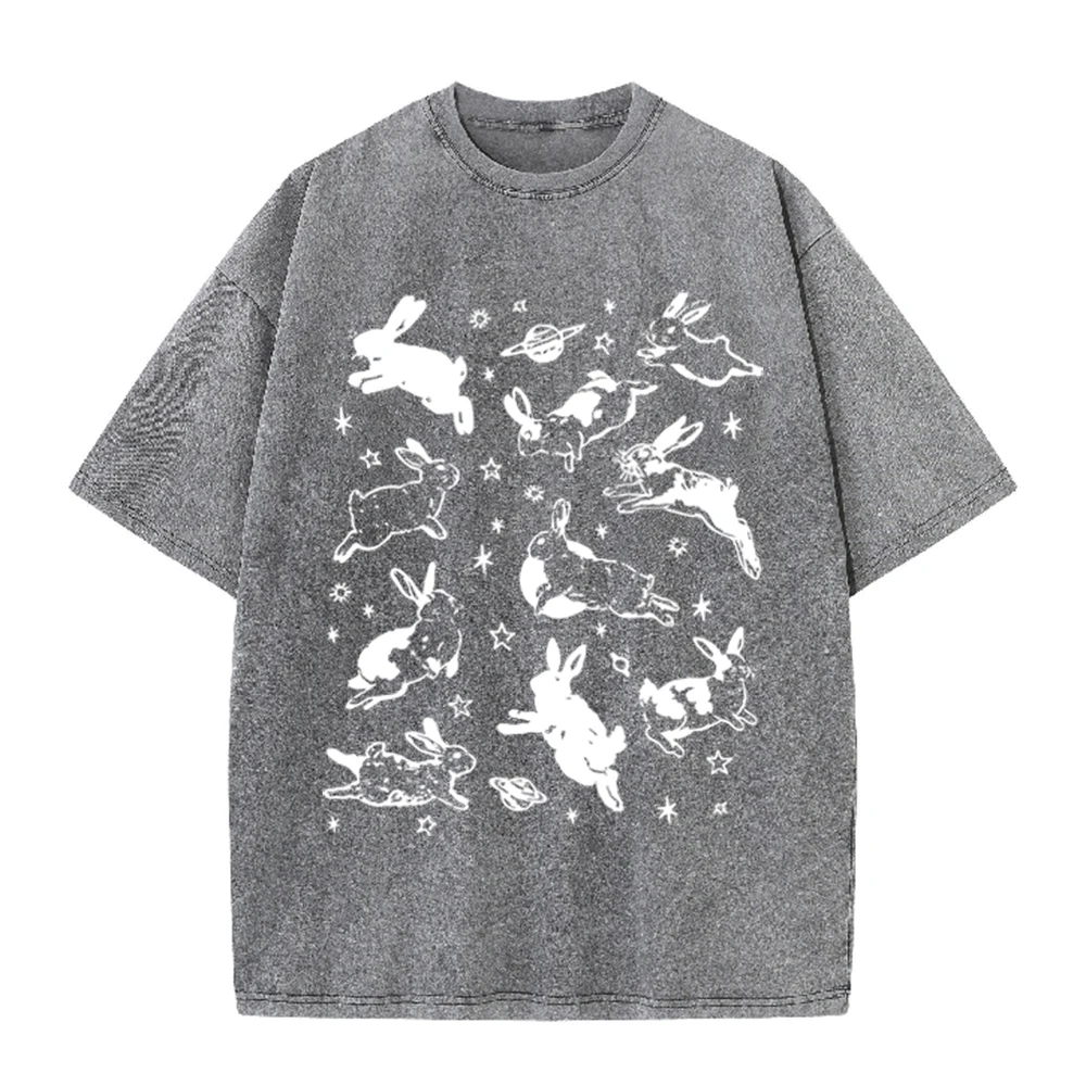 2026 Vintage Space Rabbit Plan - Acid Wash Vintage Graphic T Shirt ulasan dan harga
