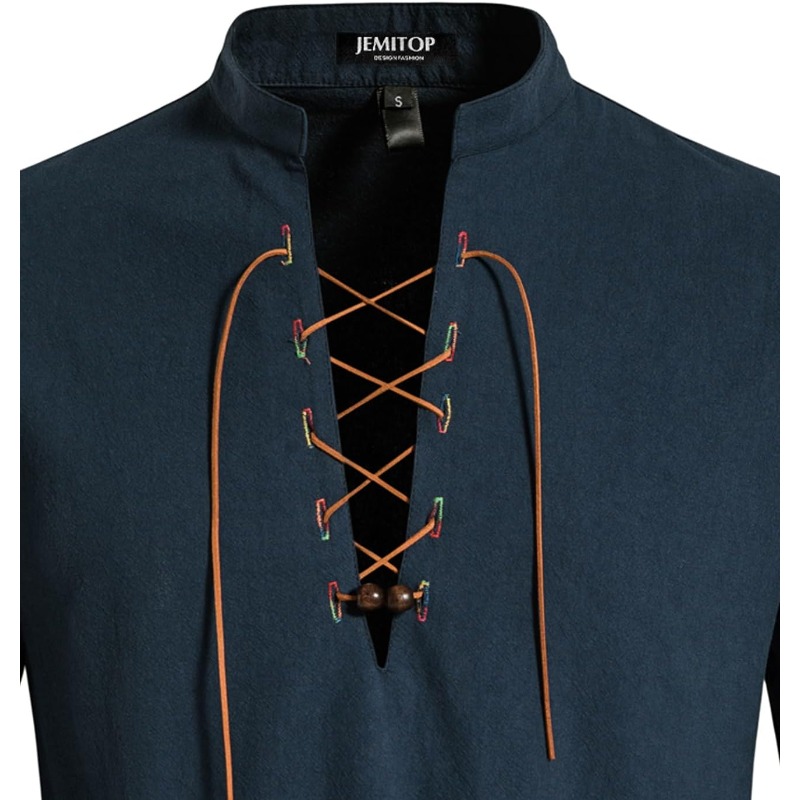 Mens Pirate Shirt Viking Retro - Medieval Gothic Lace Up Pirate Shirt ulasan dan harga