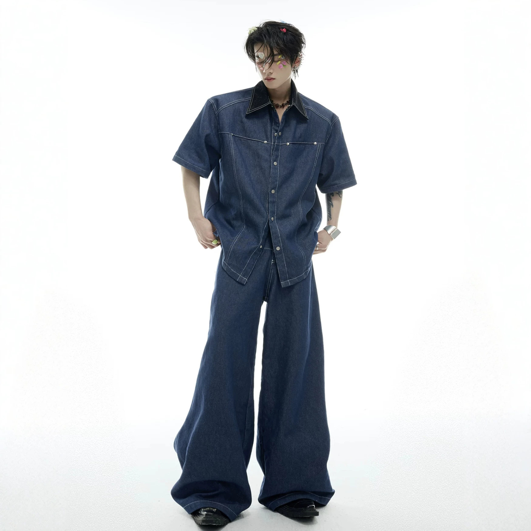 Summer Men's Denim Matching Se - Jeans ulasan dan harga