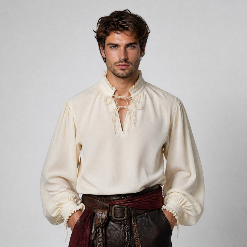 Renaissance Medieval Pirate Sh - Medieval Gothic Lace Up Pirate Shirt ulasan dan harga